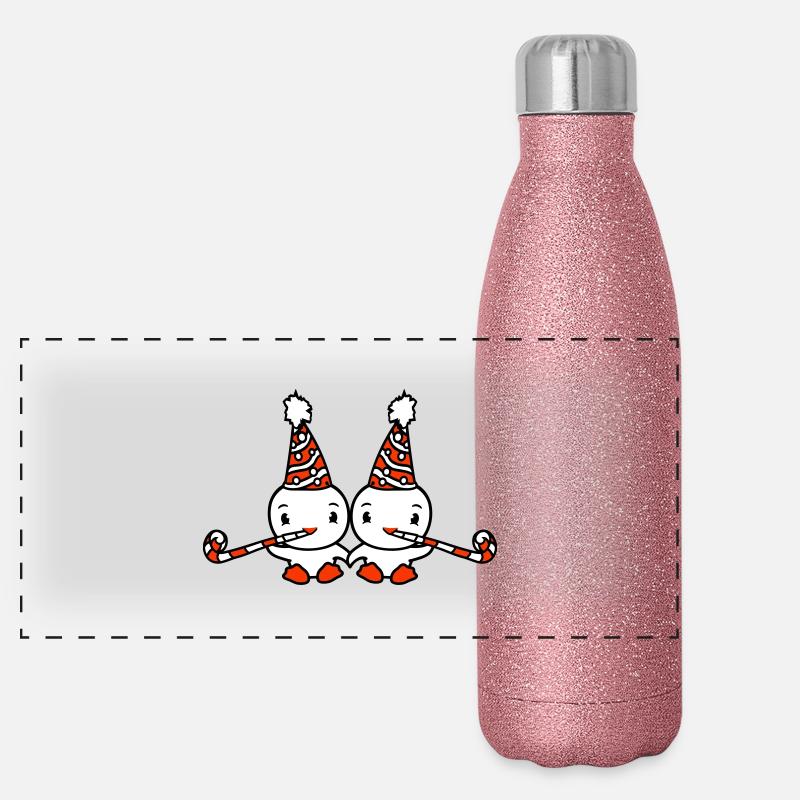 2 Ducks Birthday Party Hat Two Puffs Year Old Panoramic Glitter Thermal Bottle 500 ml