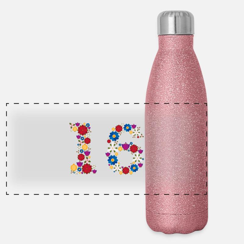 Flowers 16 Panorama Glitzer Isolierflasche 500 ml