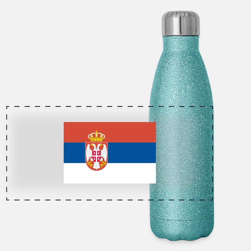 Serbische Flagge Panorama Glitzer Isolierflasche 500 ml