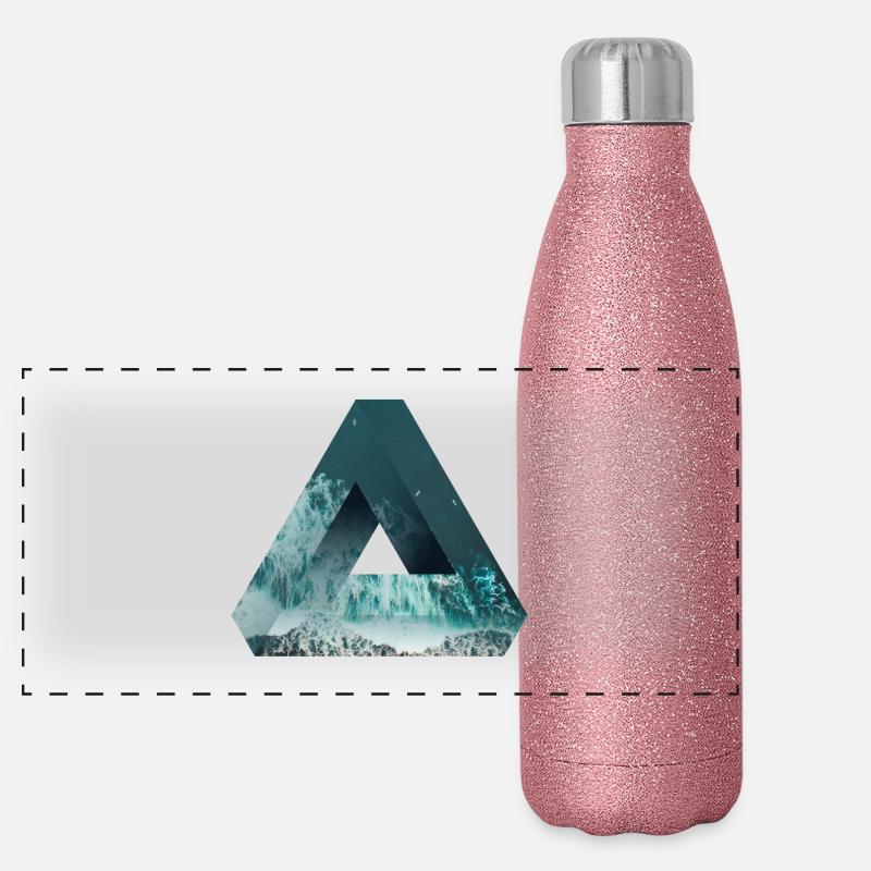 Penrose triangle Optical illusion sea and nature Panoramic Glitter Thermal Bottle 500 ml