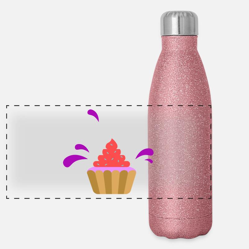 Sehr leckerer Muffin mit Erdbeercreme Geschenk Panorama Glitzer Isolierflasche 500 ml