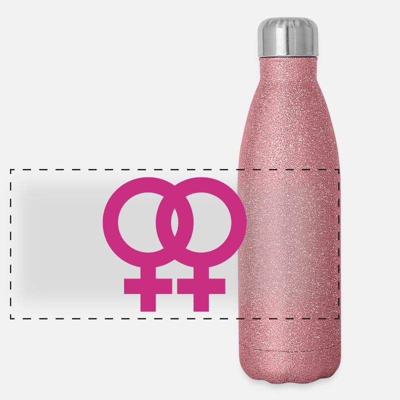 lesbian sign Panoramic Glitter Thermal Bottle 500 ml