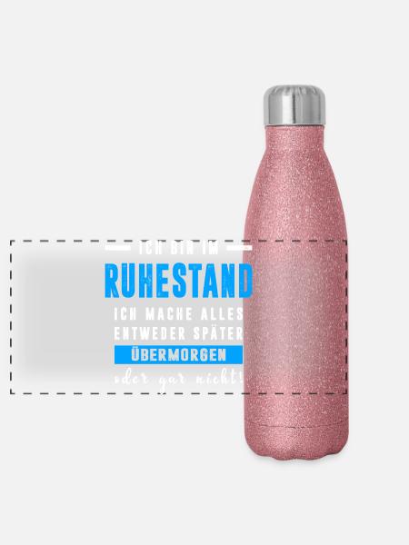 Rentner Ruhestand Geschenkidee - Panorama Glitzer Isolierflasche 500 ml - Pink Glitzer
