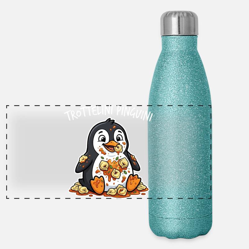 Trottelini Pinguini Pasta Cartoon Panorama Glitzer Isolierflasche 500 ml
