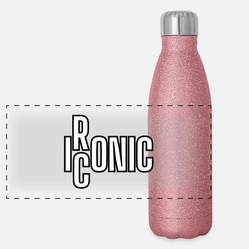 Ironic Bold Mono Typography - Panoramic Glitter Thermal Bottle 500 ml - pink glitter