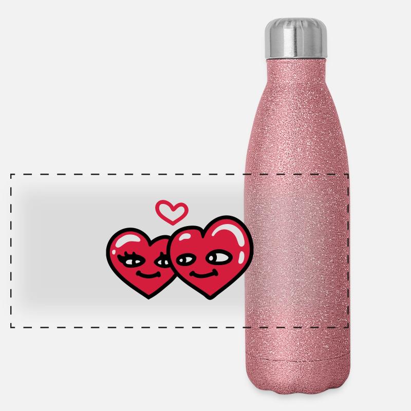 verliebte Herzen Panorama Glitzer Isolierflasche 500 ml