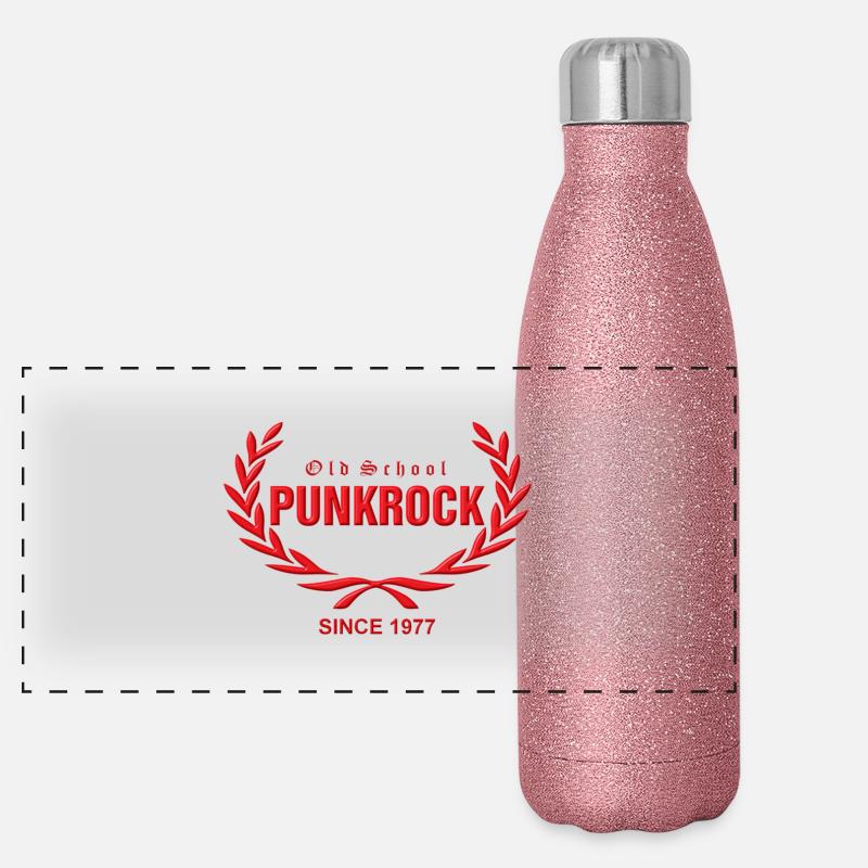 Old School Punkrock Since 1977 (roter Druck) Panorama Glitzer Isolierflasche 500 ml