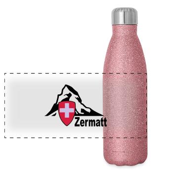 zermatt - Panoramic Glitter Thermal Bottle 500 ml - pink glitter - Front