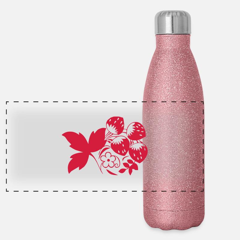 erdbeere Panorama Glitzer Isolierflasche 500 ml