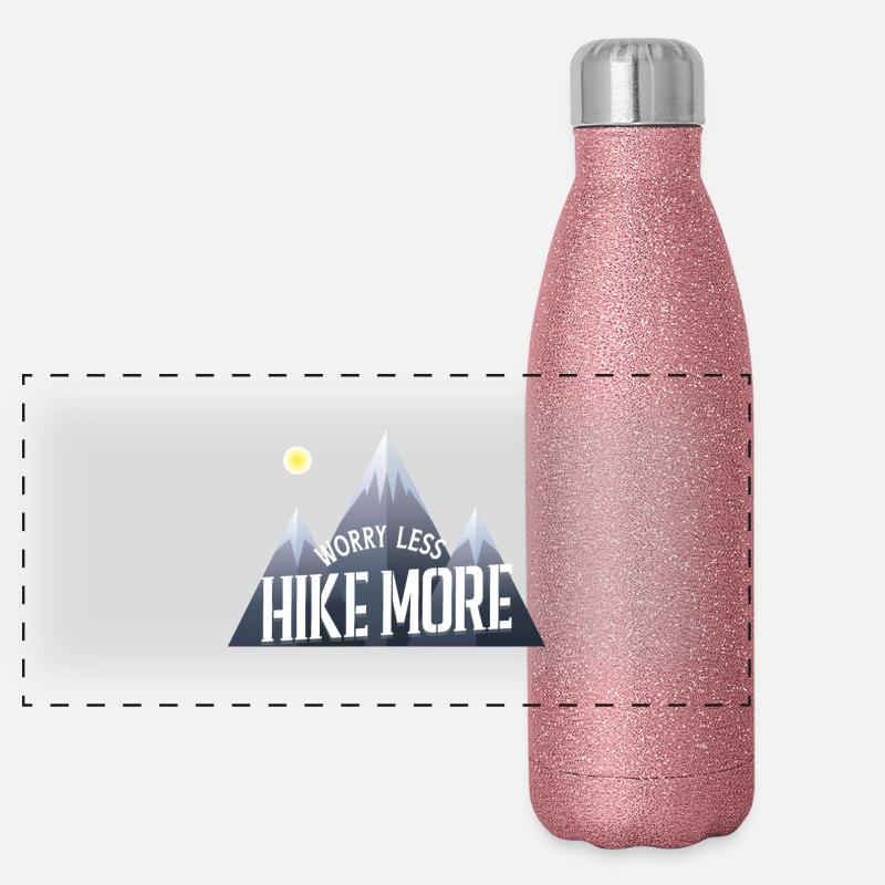 "Sorge weniger Wandern mehr" Wanderer T-Shirt Panorama Glitzer Isolierflasche 500 ml