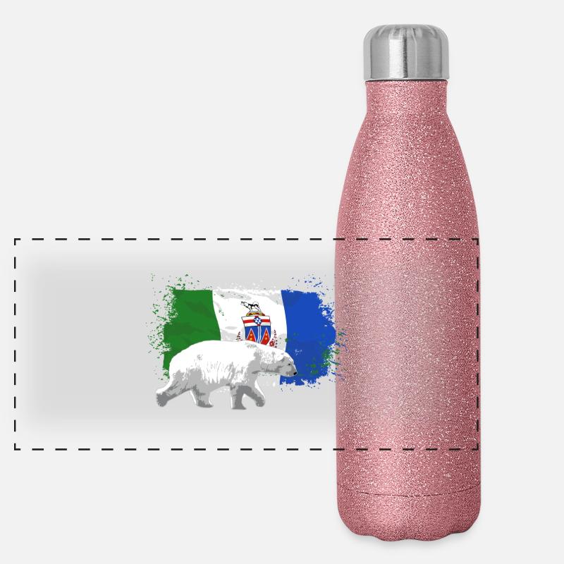 Yukon Flag - Polar Bear - Eisbär Panorama Glitzer Isolierflasche 500 ml