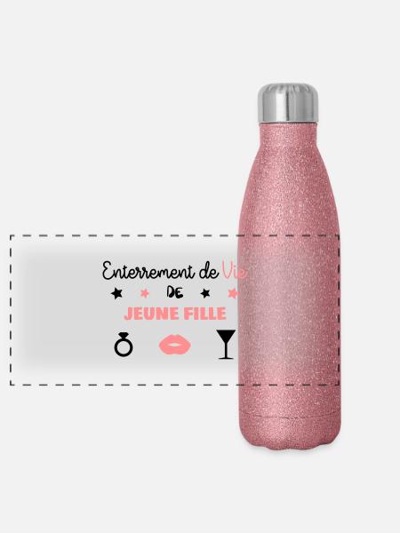 Junggesellenabschied / Junggesellen-Party / - Panorama Glitzer Isolierflasche 500 ml - Pink Glitzer - Vorne