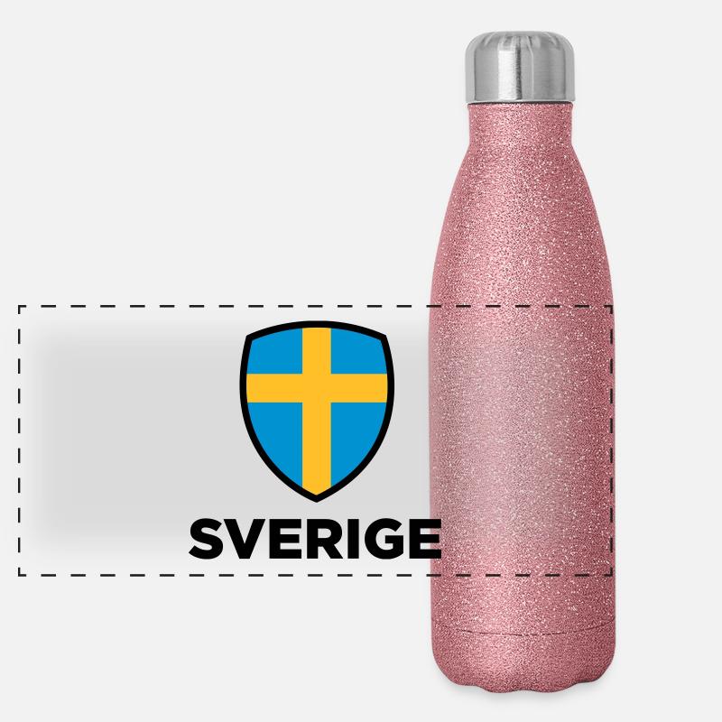 Drapeau national de la Suède Gourde isotherme panoramique pailletée 500 ml