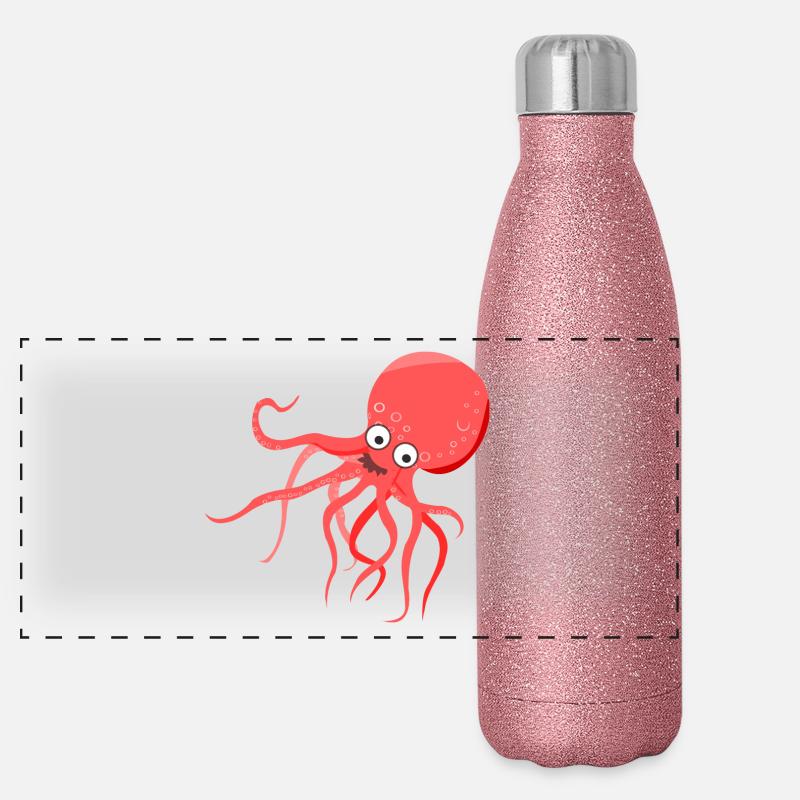 squid giant octopus octopus octopus squid sepia fish Panoramic Glitter Thermal Bottle 500 ml
