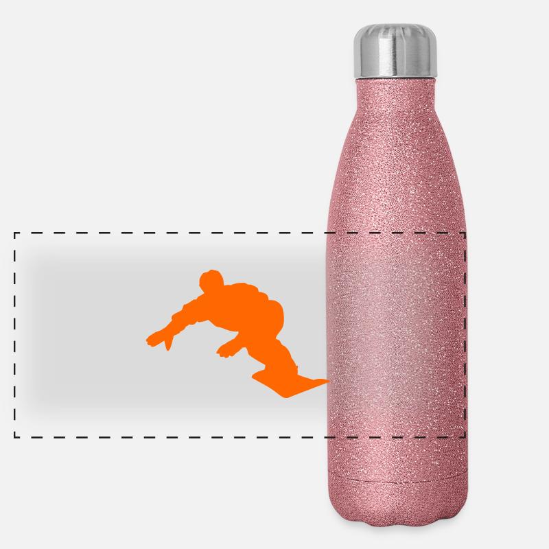 Snowboarder Panorama Glitzer Isolierflasche 500 ml