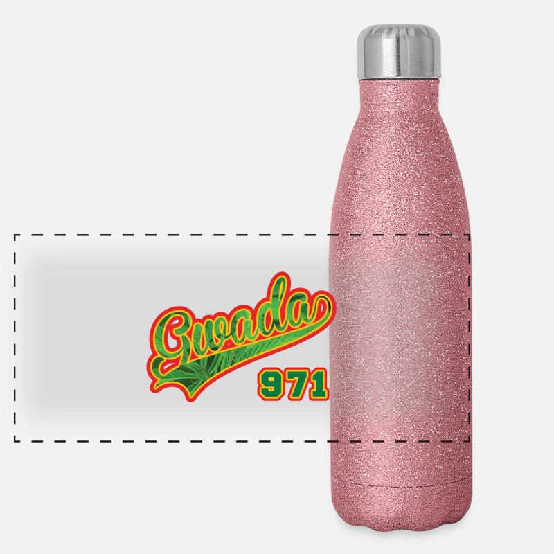Guadeloupe Gwada 971 Cannabis Gourde isotherme panoramique pailletée 500 ml