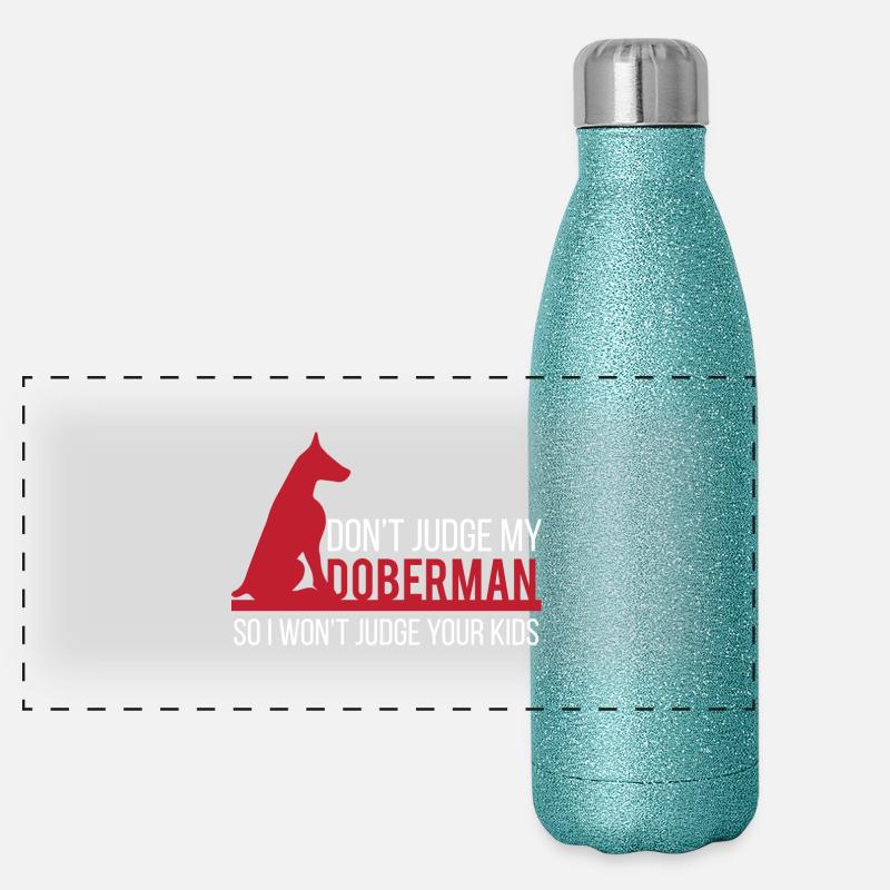 Chien / Doberman: Ne jugez pas mon Doberman Gourde isotherme panoramique pailletée 500 ml