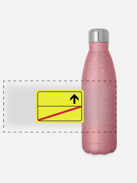leeres Ortsschild - Panorama Glitzer Isolierflasche 500 ml - Pink Glitzer - Vorne