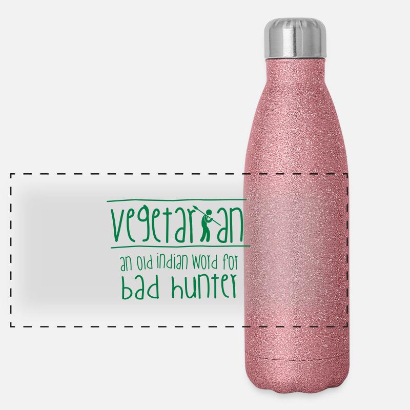 "Vegetarian": an old indian word for bad hunter! Panorama Glitzer Isolierflasche 500 ml