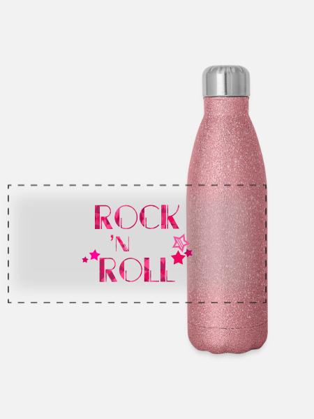 ROCK 'N ROLL - Panoramic Glitter Thermal Bottle 500 ml - pink glitter - Front