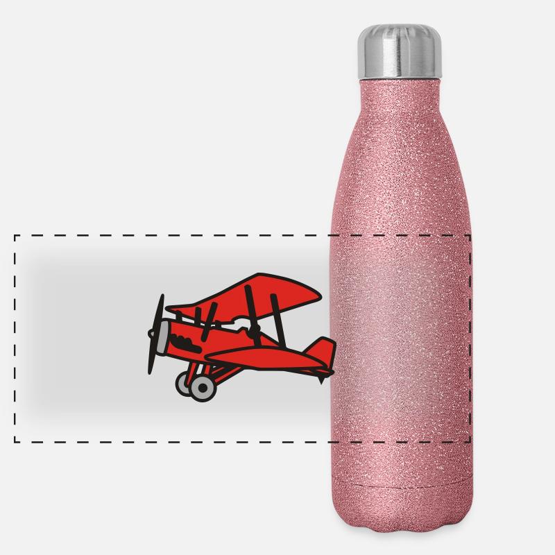airplane / flugzeug Panorama Glitzer Isolierflasche 500 ml