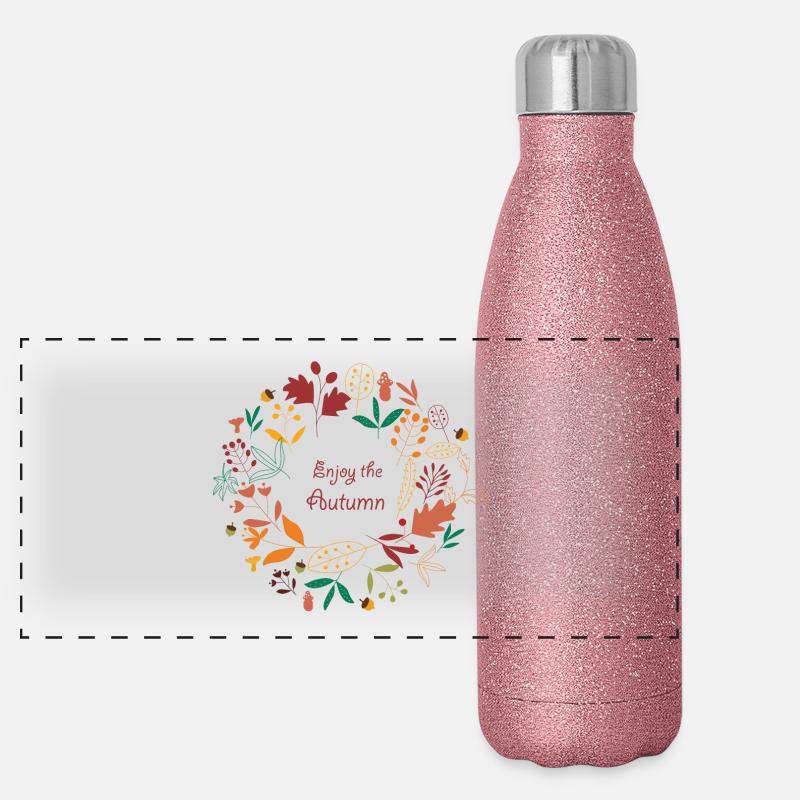 Genieße den Herbst Geschenk Idee Panorama Glitzer Isolierflasche 500 ml