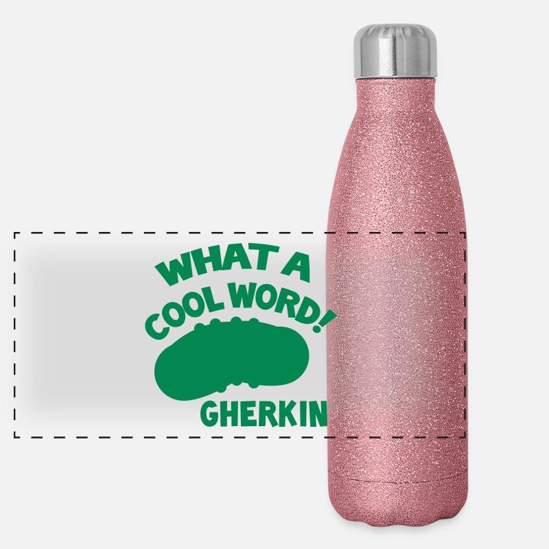 WHAT A COOL WORD! Gherkin Panoramic Glitter Thermal Bottle 500 ml