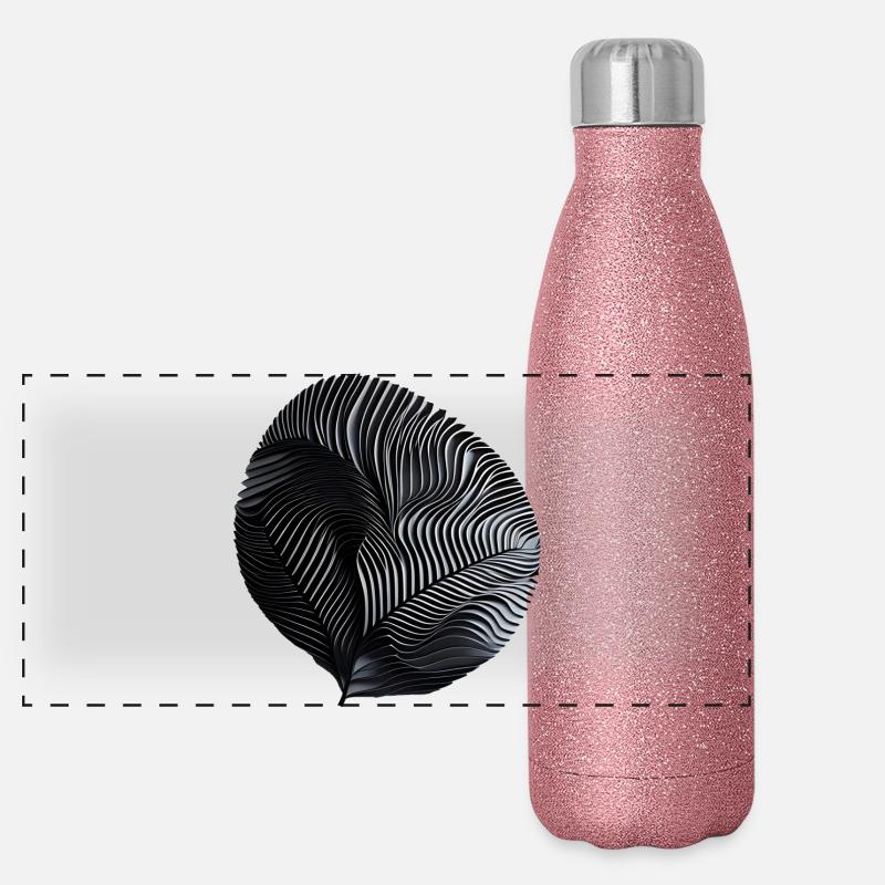 Schwarz-Weiße Rippenspirale Panorama Glitzer Isolierflasche 500 ml
