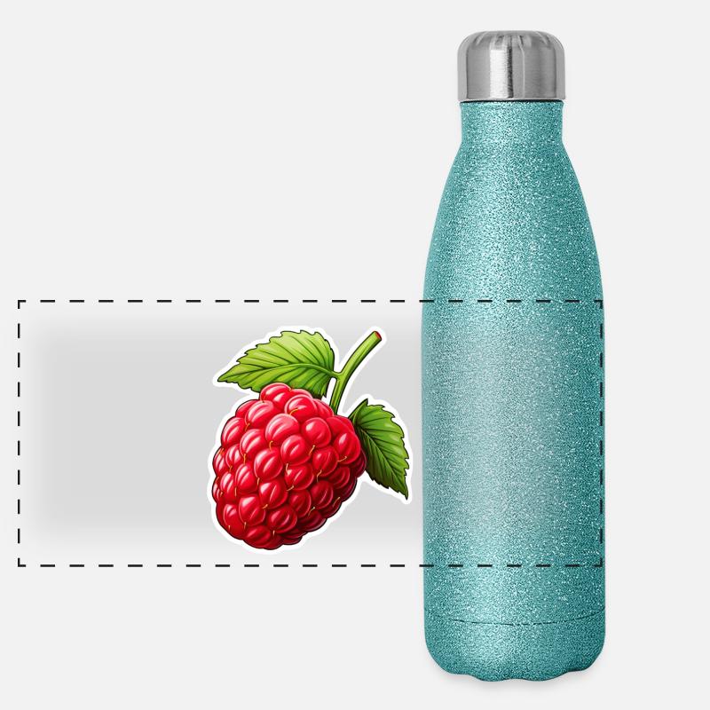 Himbeere einzeln Panorama Glitzer Isolierflasche 500 ml