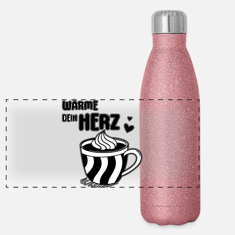 Wärme Dein Herz Kaffeetasse - Panorama Glitzer Isolierflasche 500 ml - Pink Glitzer