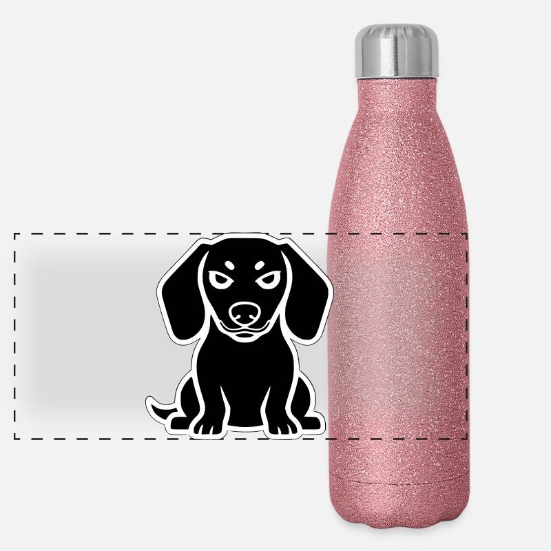 Dachshund Dog Sticker Icon Panoramic Glitter Thermal Bottle 500 ml
