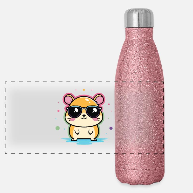 Hamster Cool Lunettes et Confettis Gourde isotherme panoramique pailletée 500 ml
