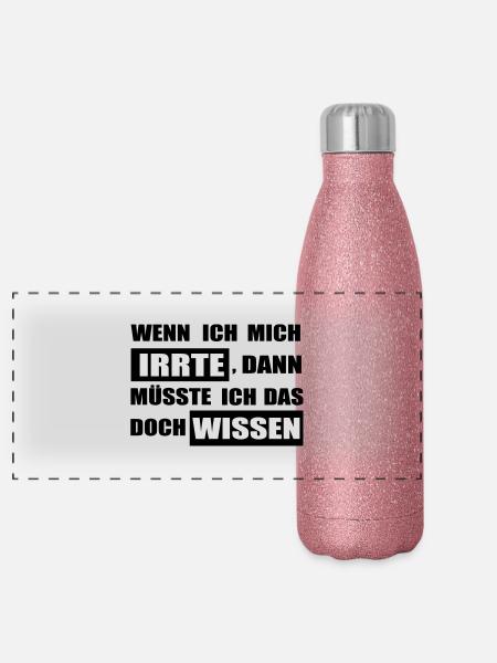 irren - Panorama Glitzer Isolierflasche 500 ml - Pink Glitzer - Vorne