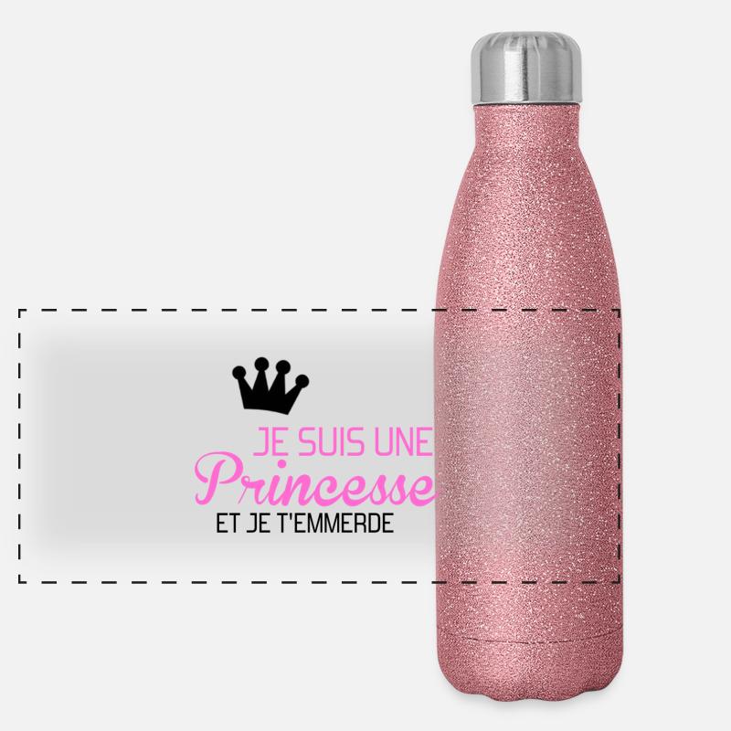je suis une princesse et je t'emmerde Gourde isotherme panoramique pailletée 500 ml