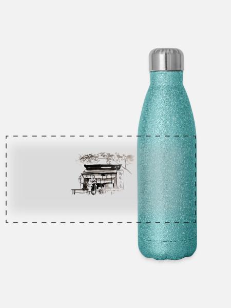 shop copie - Gourde isotherme panoramique pailletée 500 ml - paillettes bleues - Devant