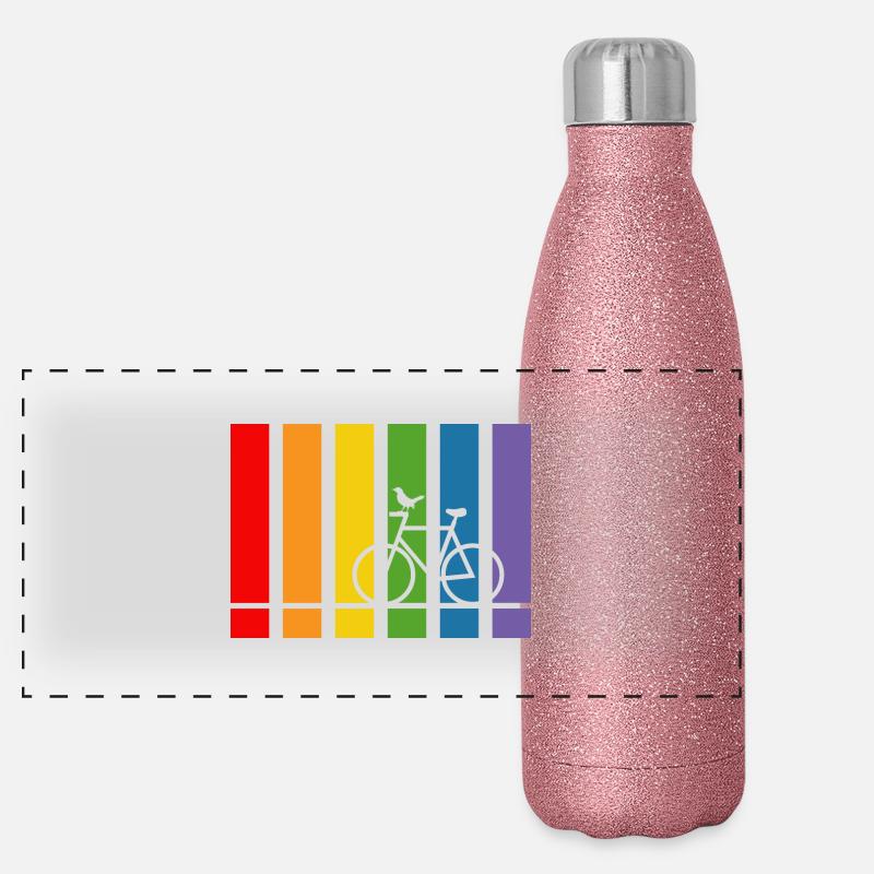 Vélo arc-en-ciel Gourde isotherme panoramique pailletée 500 ml