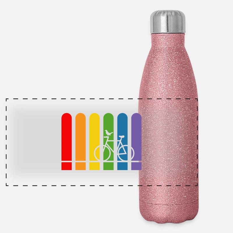 Vélo arc-en-ciel arrondi Gourde isotherme panoramique pailletée 500 ml