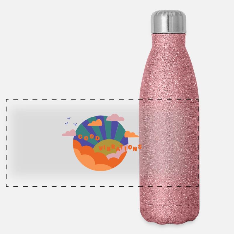 Bonnes vibrations - Idée cadeau - Bonne humeur Gourde isotherme panoramique pailletée 500 ml