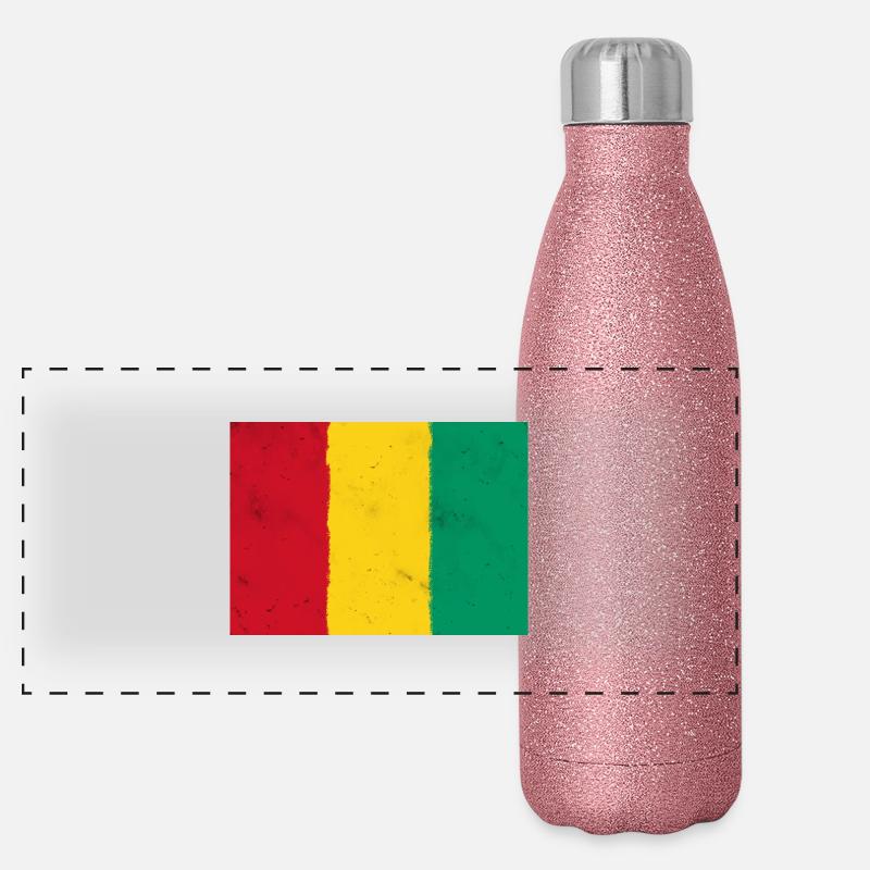 Flagge von Guinea - Guinea Panorama Glitzer Isolierflasche 500 ml