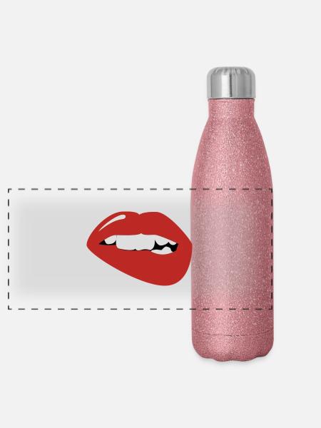 Lippe - Panorama Glitzer Isolierflasche 500 ml - Pink Glitzer - Vorne