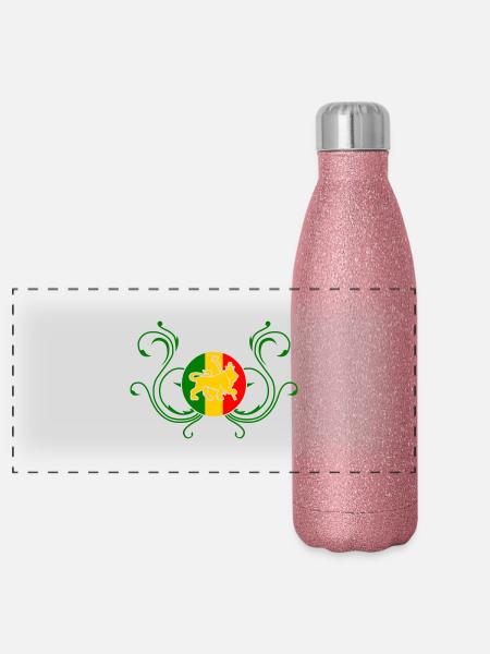 lion_of_judah_jamaica_v2c_3c - Gourde isotherme panoramique pailletée 500 ml - paillettes roses - Devant