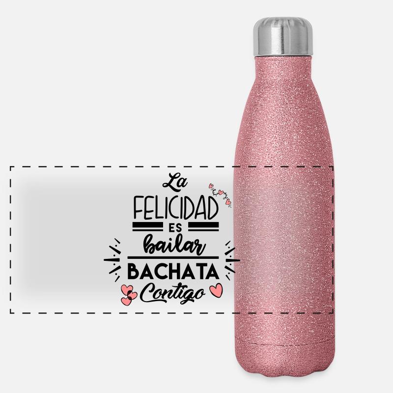 Glück tanzt Bachata mit dir Panorama Glitzer Isolierflasche 500 ml