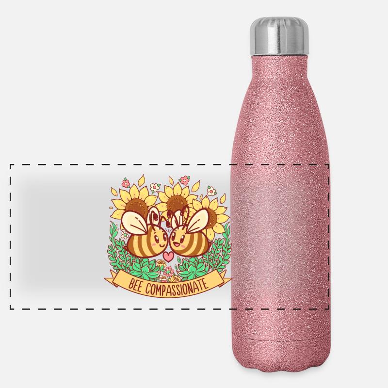 Bee Compassionate - Save the Bees Panoramic Glitter Thermal Bottle 500 ml