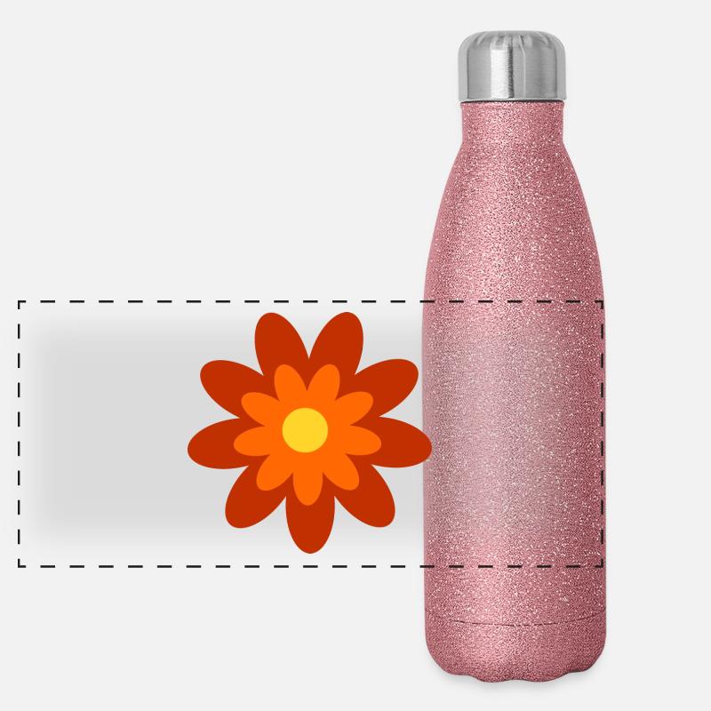 Motif Fleur Années 70 Gourde isotherme panoramique pailletée 500 ml