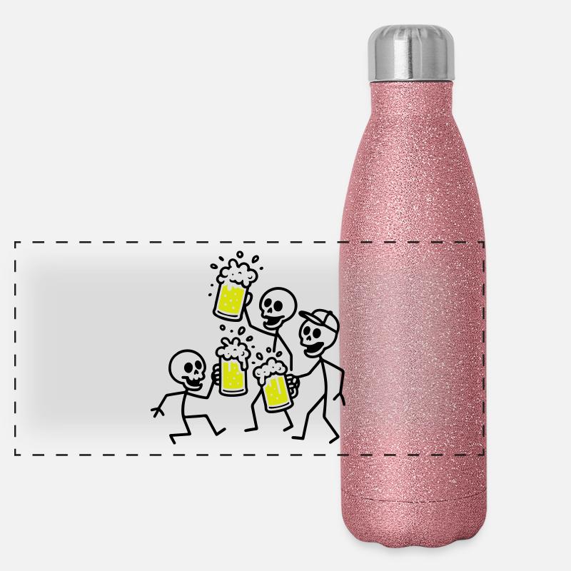 Bier Team Skelett Panorama Glitzer Isolierflasche 500 ml