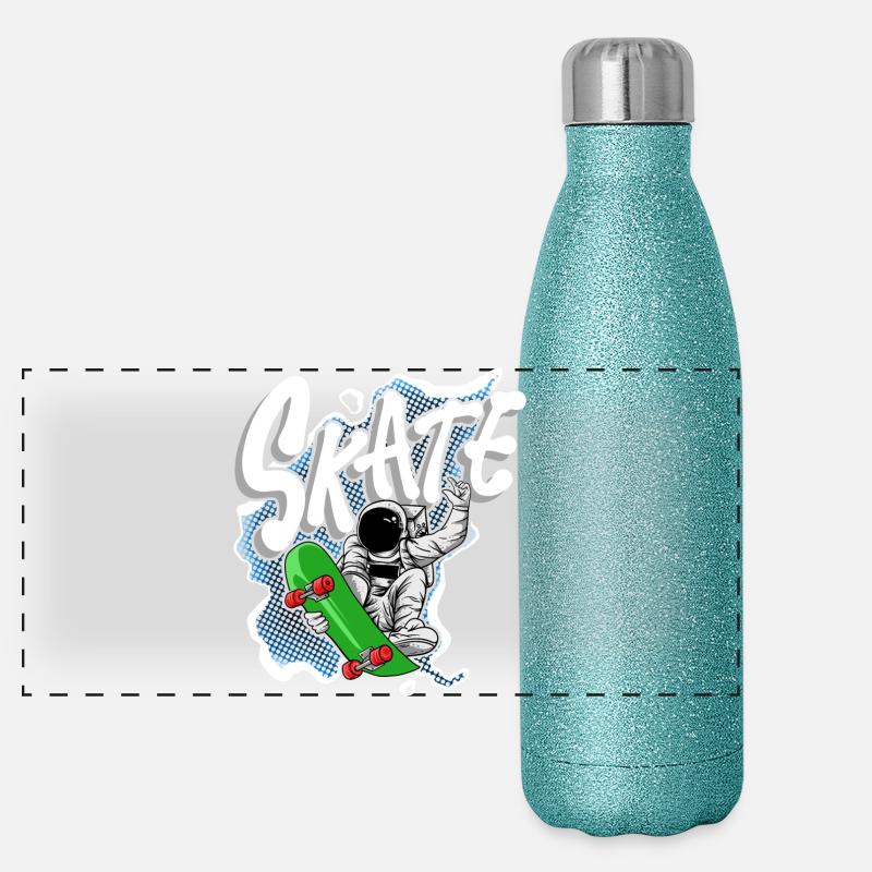 Skate Astronaut Panorama Glitzer Isolierflasche 500 ml