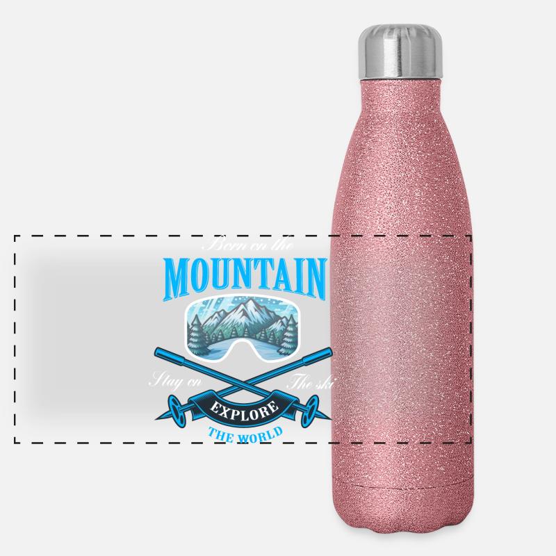 Né sur la montagne Gourde isotherme panoramique pailletée 500 ml