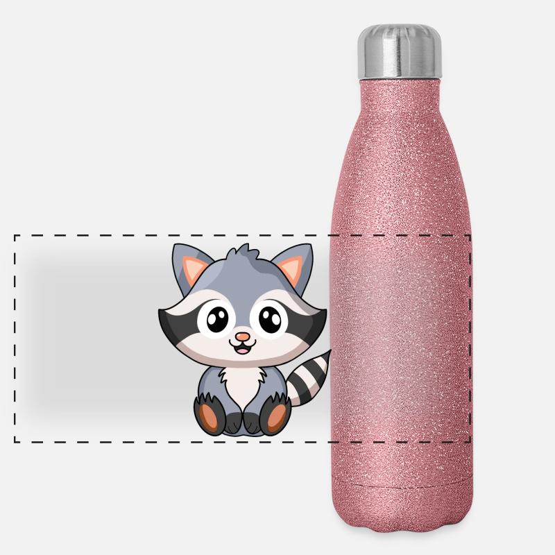 Waschbär Panorama Glitzer Isolierflasche 500 ml