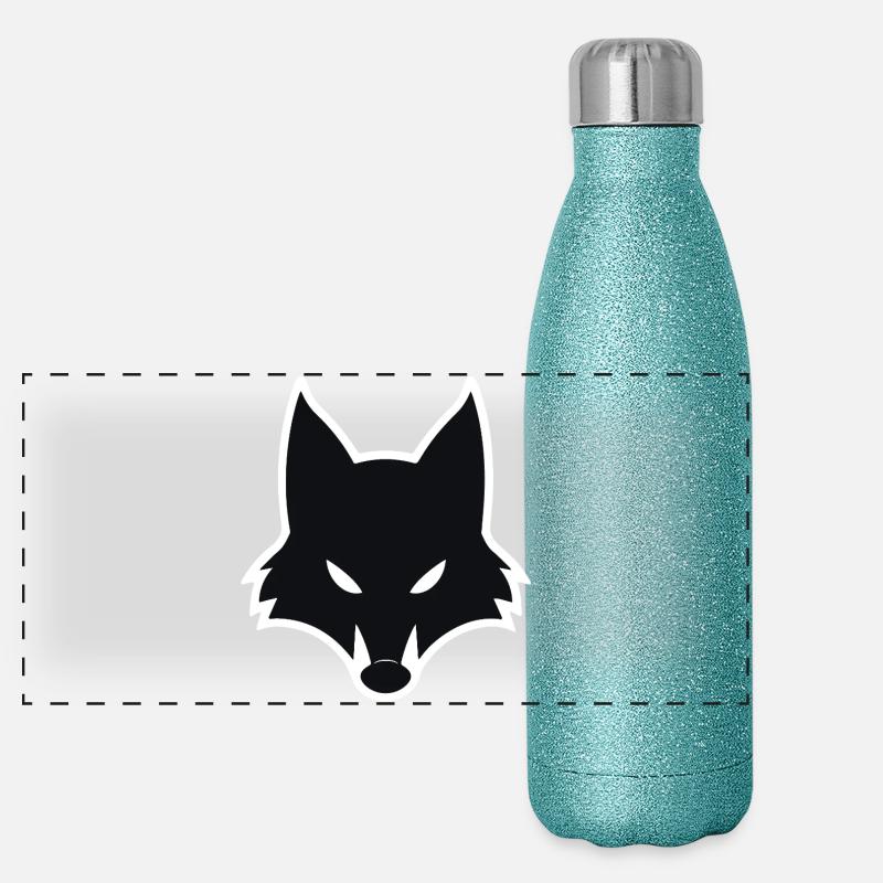 Minimalist Wolf Silhouette Design Panoramic Glitter Thermal Bottle 500 ml