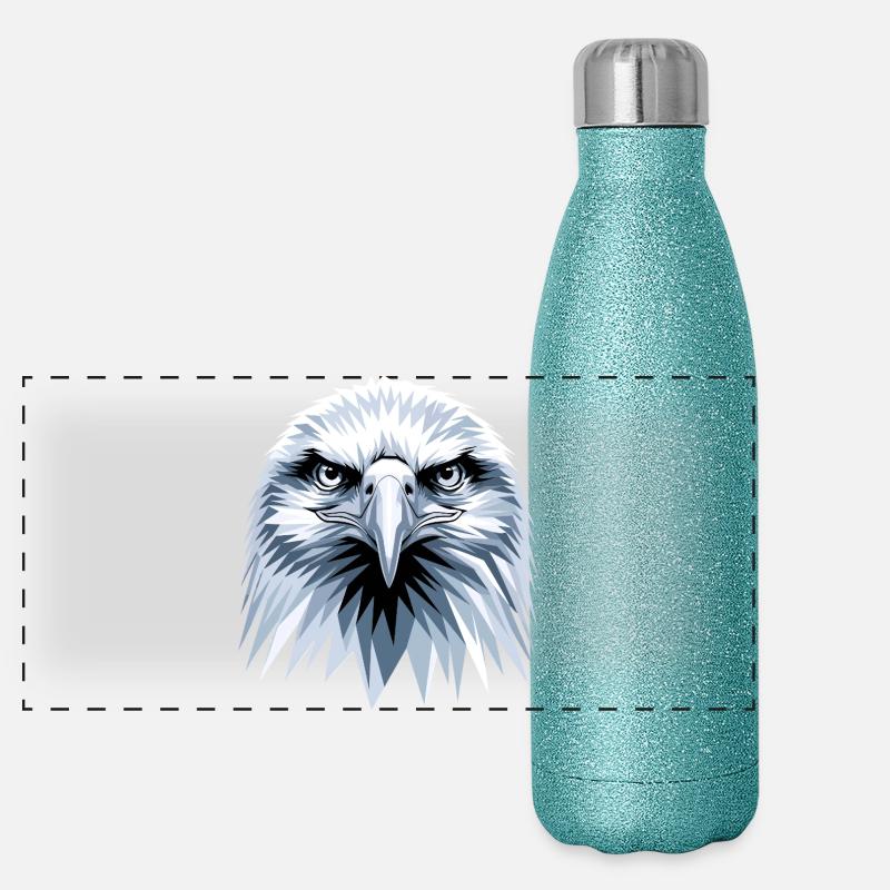 Aigle Pygargue à tête blanche Aigle royal Pygargue à queue blanche Gourde isotherme panoramique pailletée 500 ml